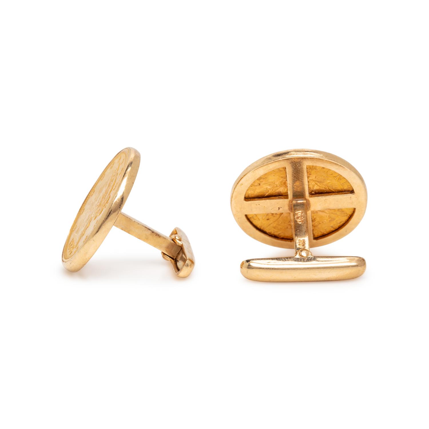 YELLOW GOLD COIN CUFFLINKS