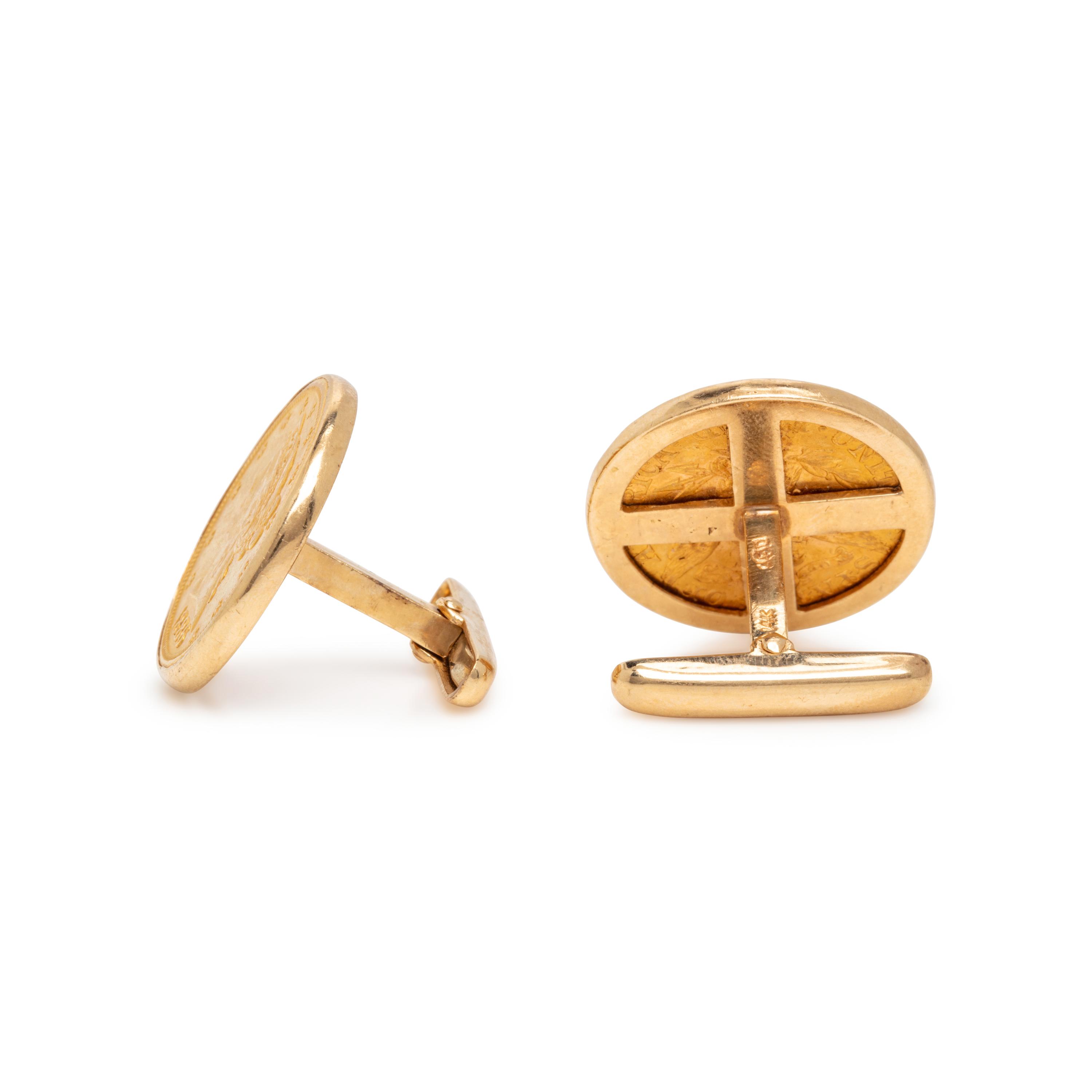 YELLOW GOLD COIN CUFFLINKS
