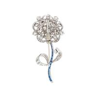 DIAMOND AND SAPPHIRE FLOWER BROOCH