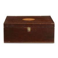 Inlaid mahogany writing box inscribed, "Mary Dixon 1794"