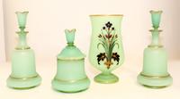 Four Opal Glass Articles Height of tallest 8 1/2 inches. — 19TH/20TH CENTURY