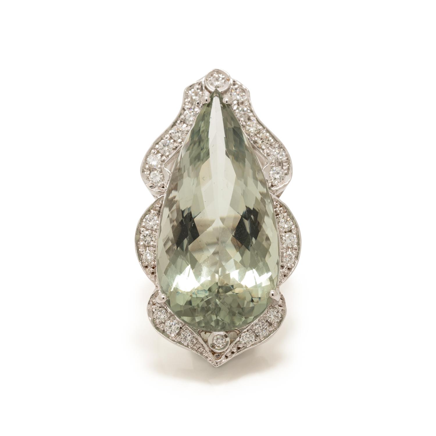PRASIOLITE AND DIAMOND RING