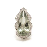 PRASIOLITE AND DIAMOND RING