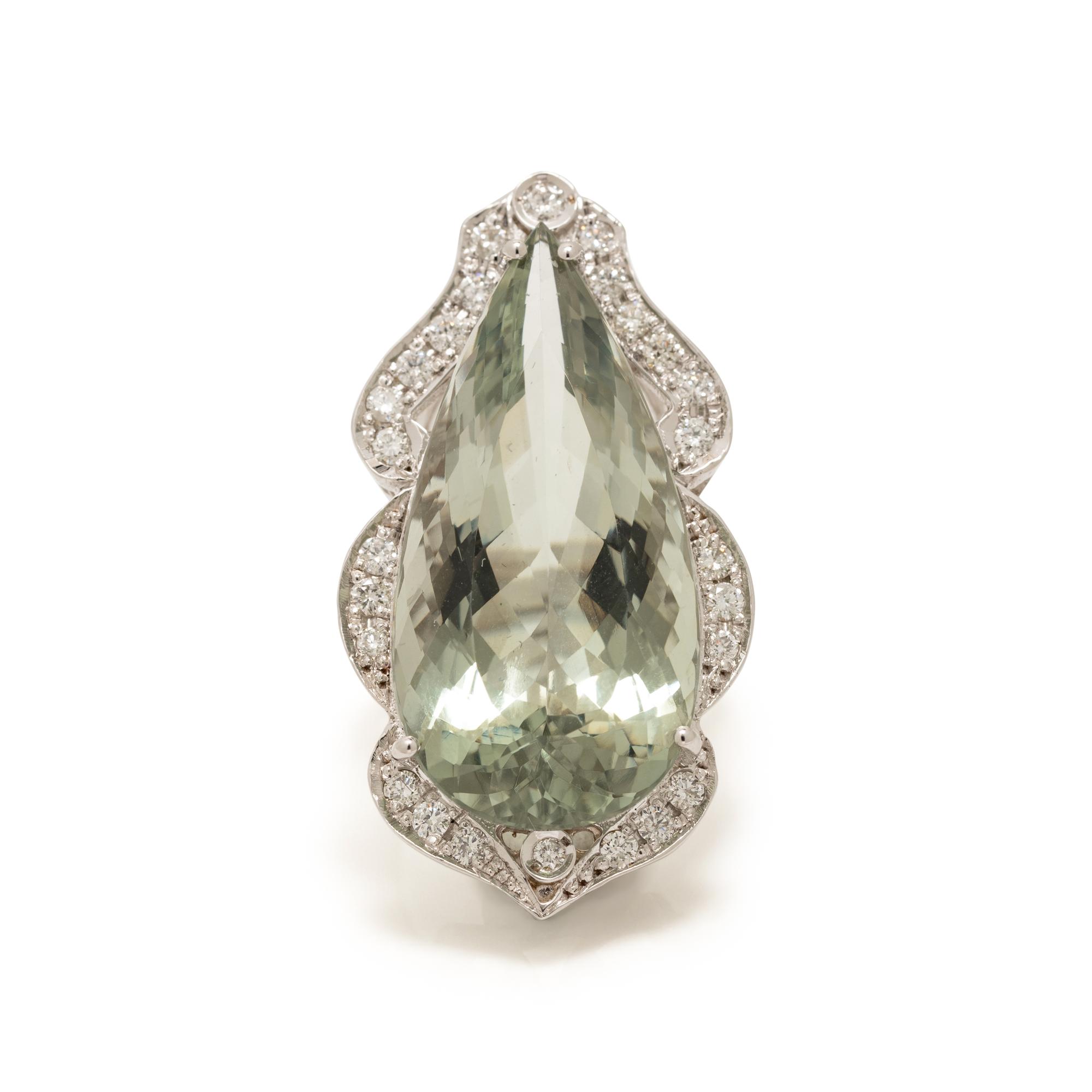 PRASIOLITE AND DIAMOND RING