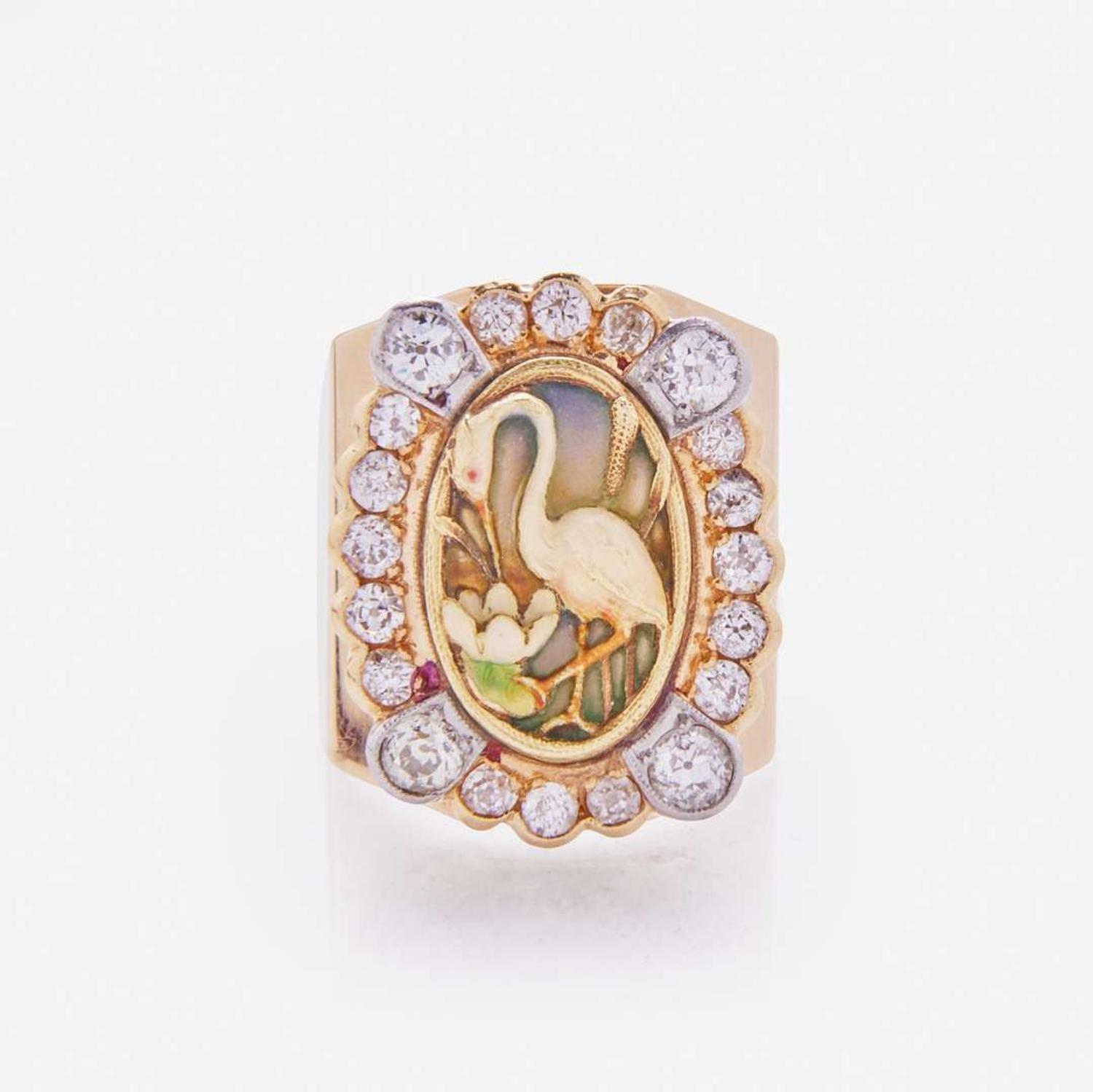 A 14K Yellow Gold Art Nouveau Ring