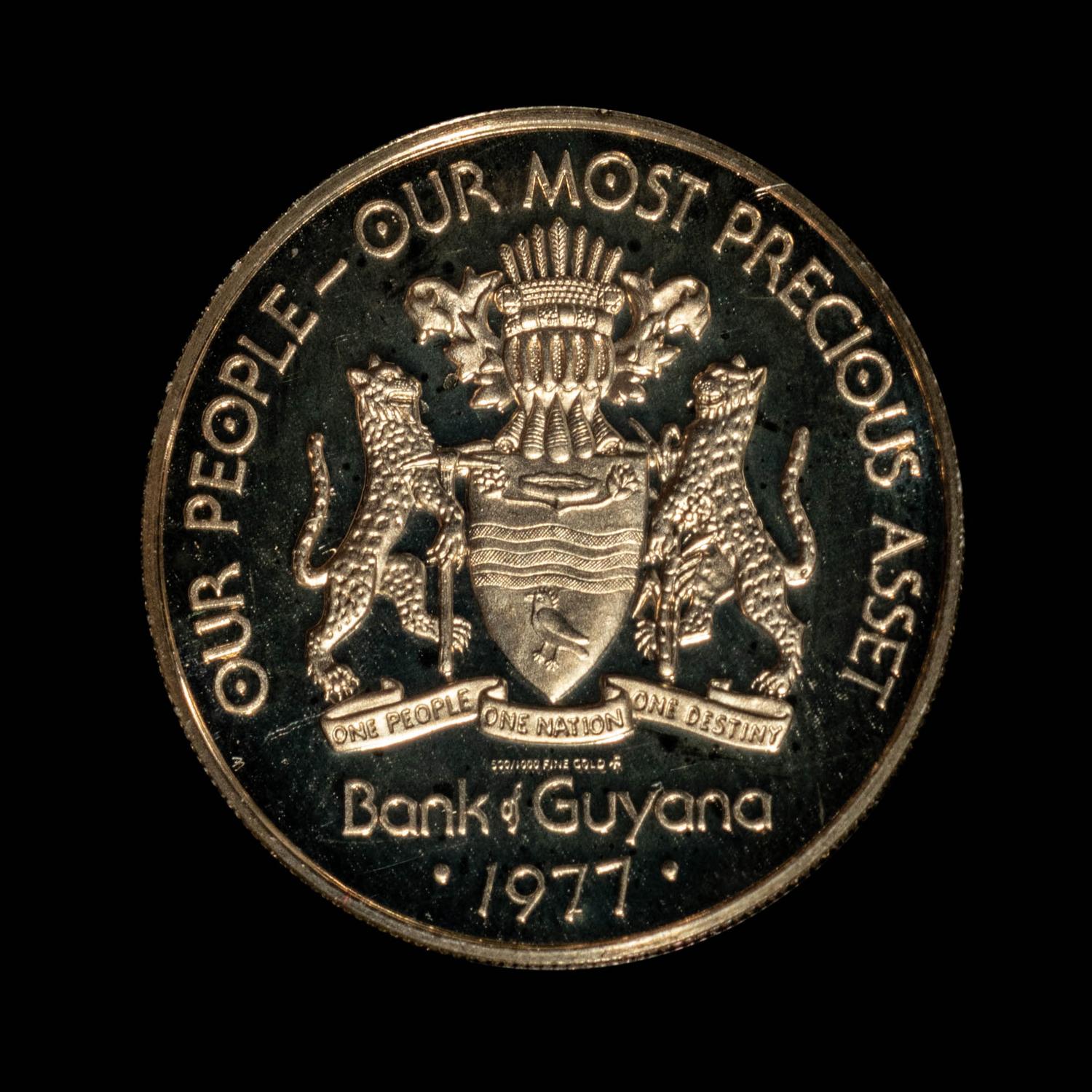 A 1977 Republic of Guyana Issued Franklin Mint Struck $100 Gold Proof