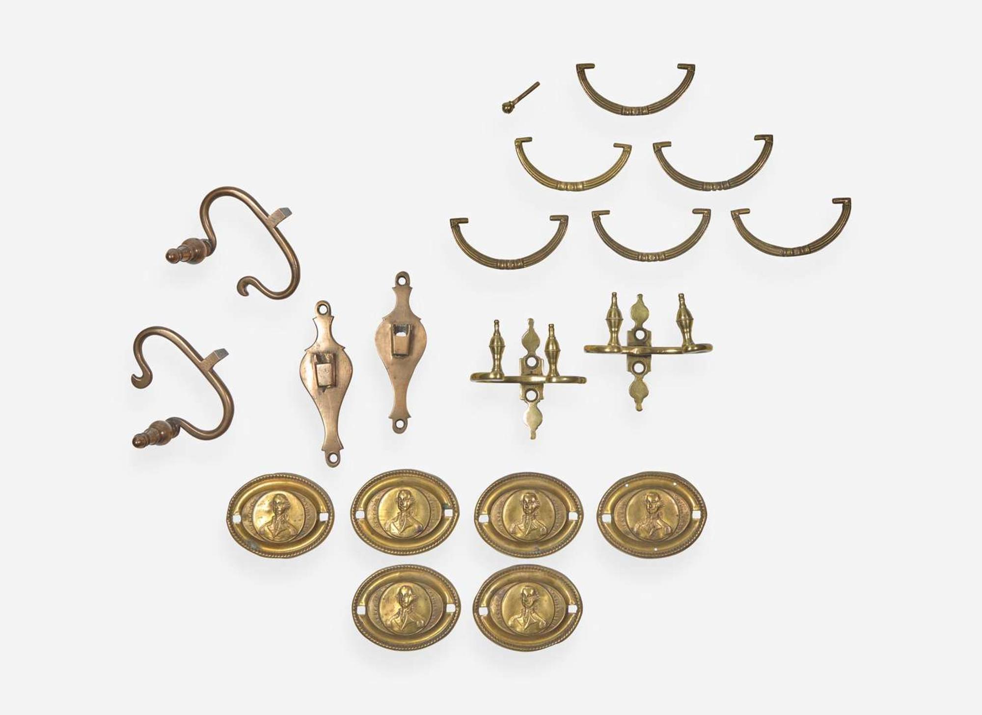 An assorted group of Federal brass household accessories, late 18th / early 19th century