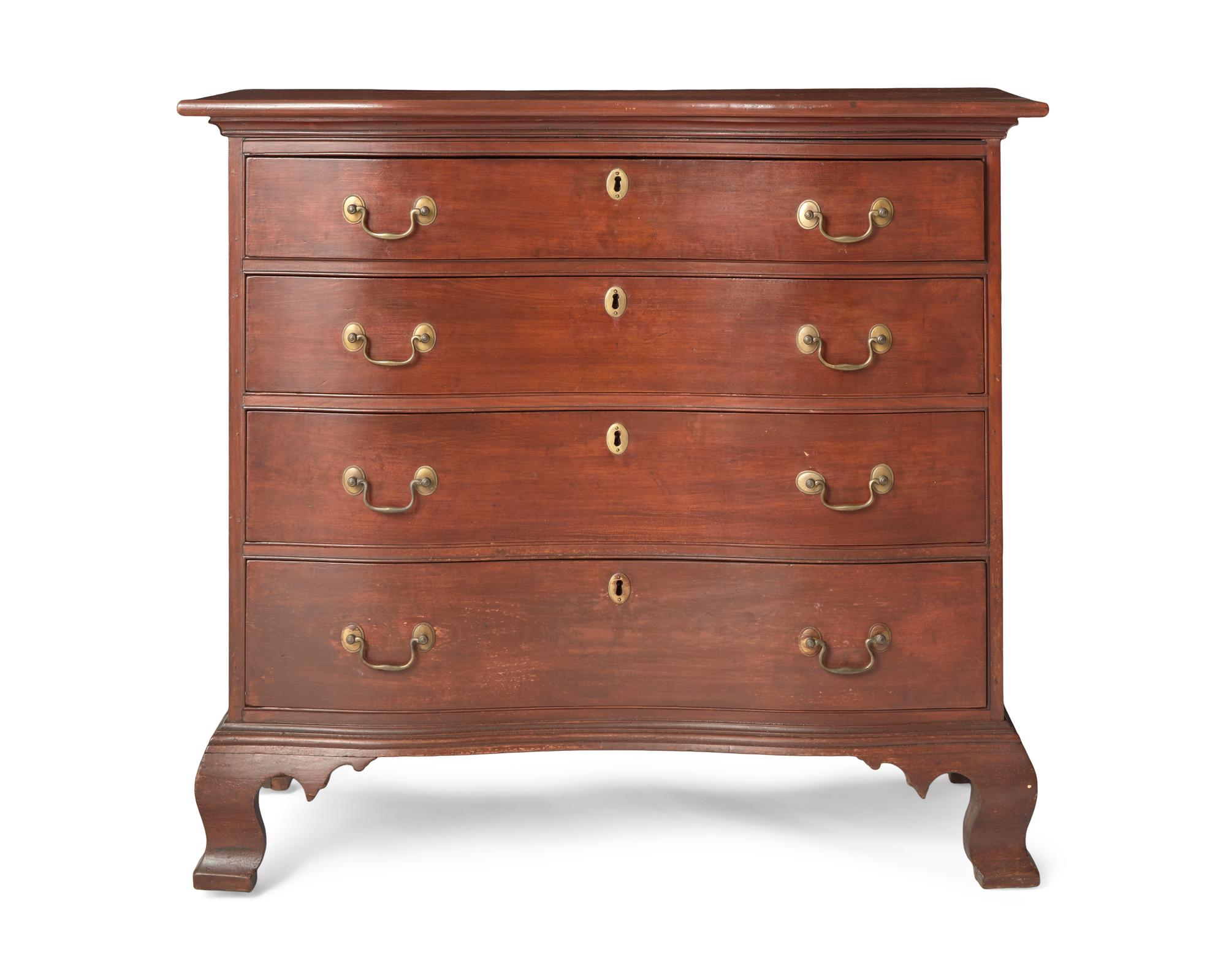 A Chippendale Cherrywood Oxbow Chest of Drawers, Connecticut, Circa 1780