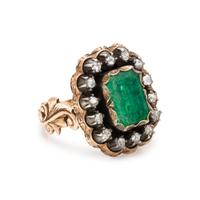 SPANISH, GEORGIAN, EMERALD AND DIAMOND RING
