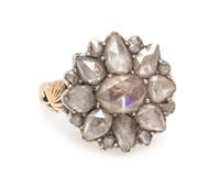 A Georgian Silver Topped Gold and Rose Cut Diamond Ring, 2.75 dwts.