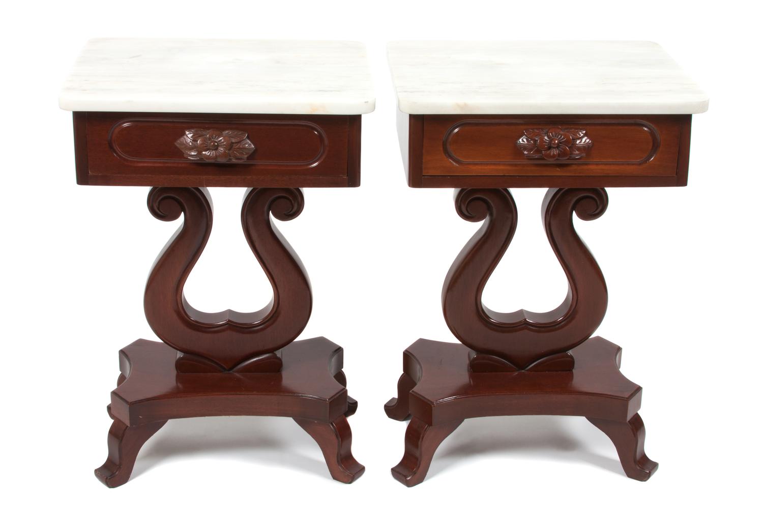 A Pair of Victorian Style Mahogany Side Tables Height 28 x width 19 x depth 15 inches. — 20TH CENTURY