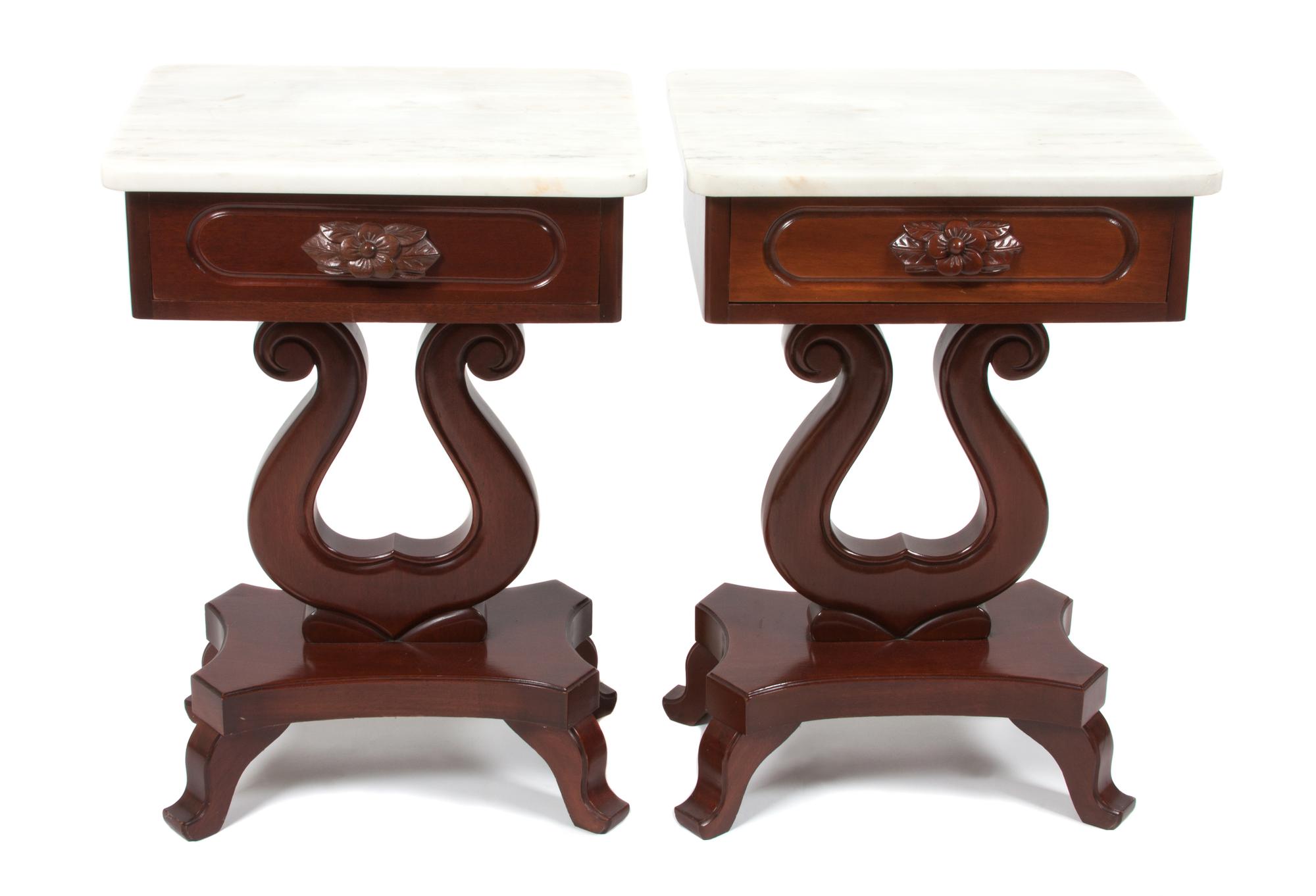 A Pair of Victorian Style Mahogany Side Tables Height 28 x width 19 x depth 15 inches. — 20TH CENTURY