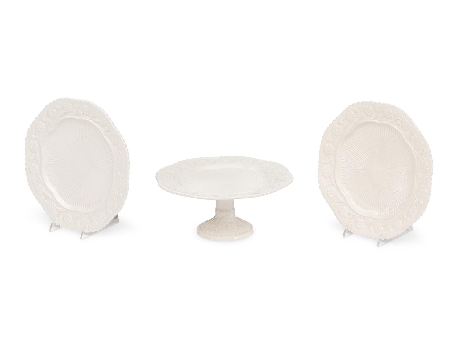 Three Mottahedeh Chalkware Dessert Service Articles