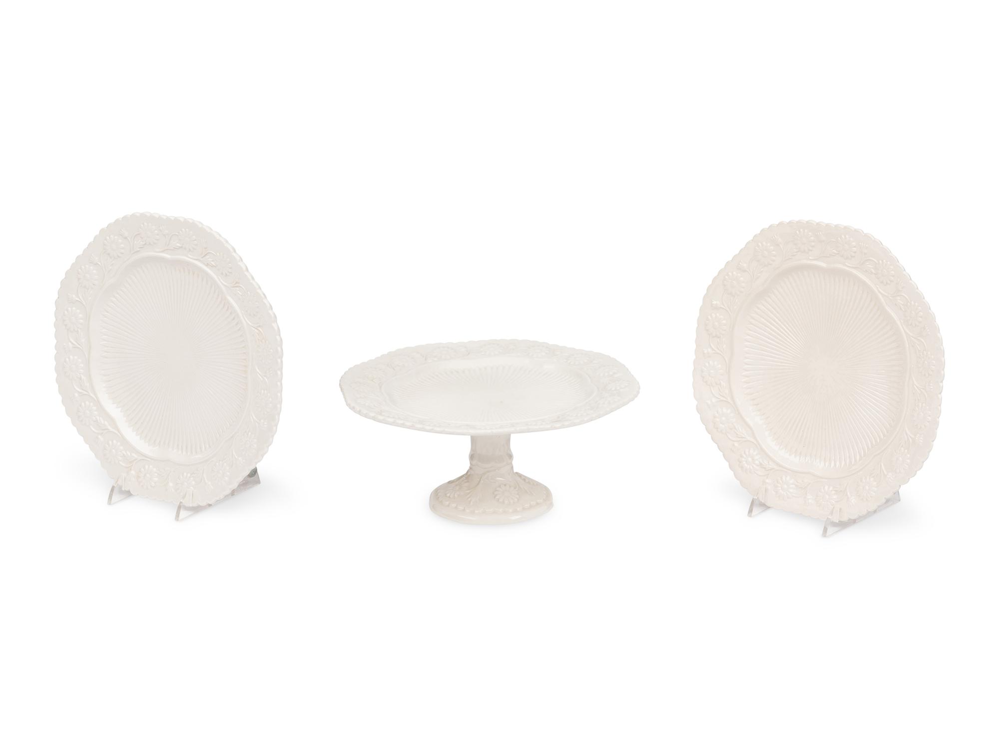 Three Mottahedeh Chalkware Dessert Service Articles