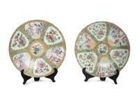 A Pair of Chinese Export Rose Medallion Porcelain Chargers