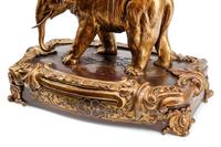 A Large French Bronze and Boulle Marquetry Elephant-Motif Clock