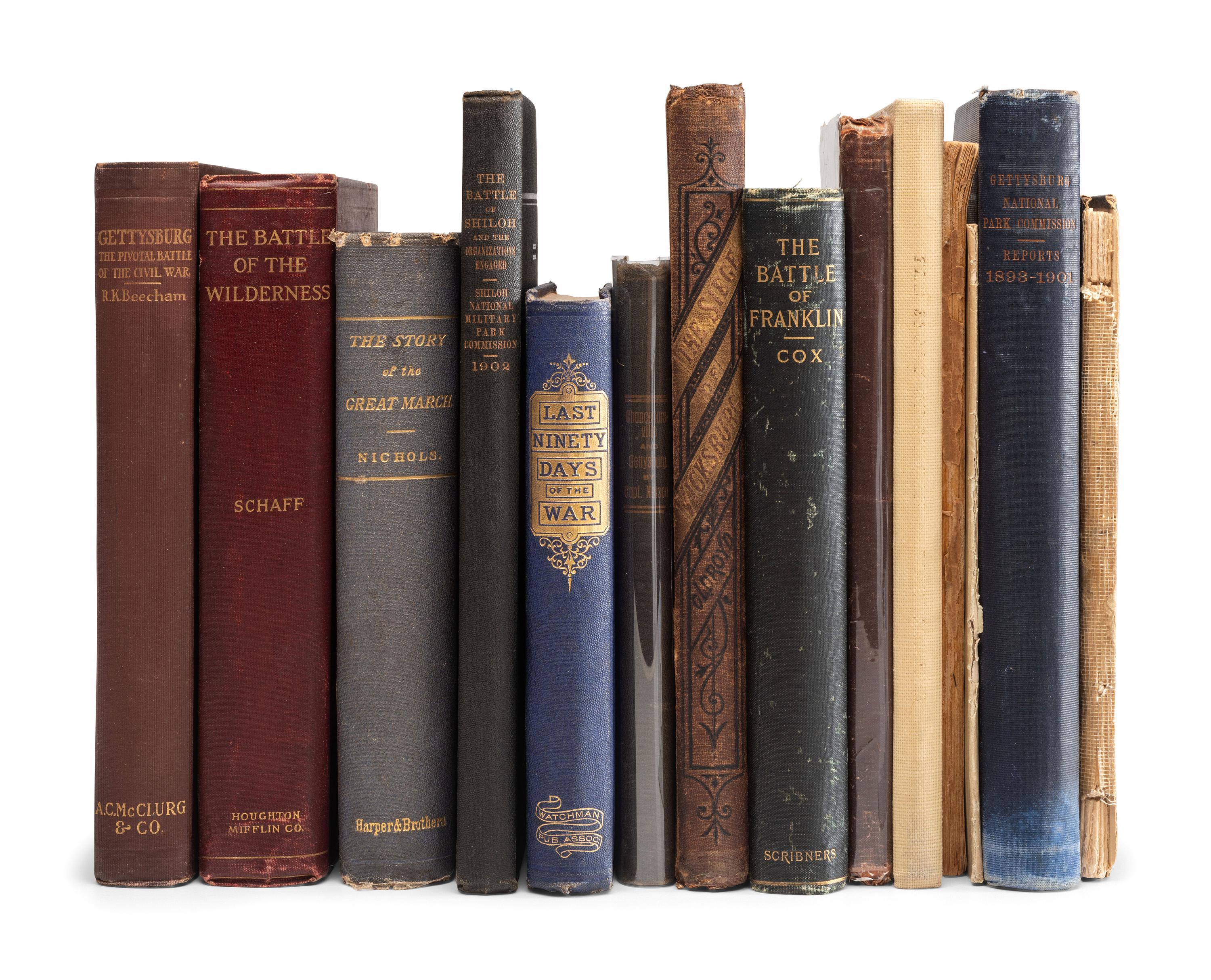 [CIVIL WAR]. A group of books related to specific Civil War battles and campaigns, including Gettysburg, Vicksburg, Shiloh, Chancellorsville, the Wilderness, and Franklin, comrising:
