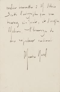 RAVEL, Maurice (1875-1937). Autograph letter signed ("Maurice Ravel") to an unnamed recipient. St. Cloud, 29 September 1919.
