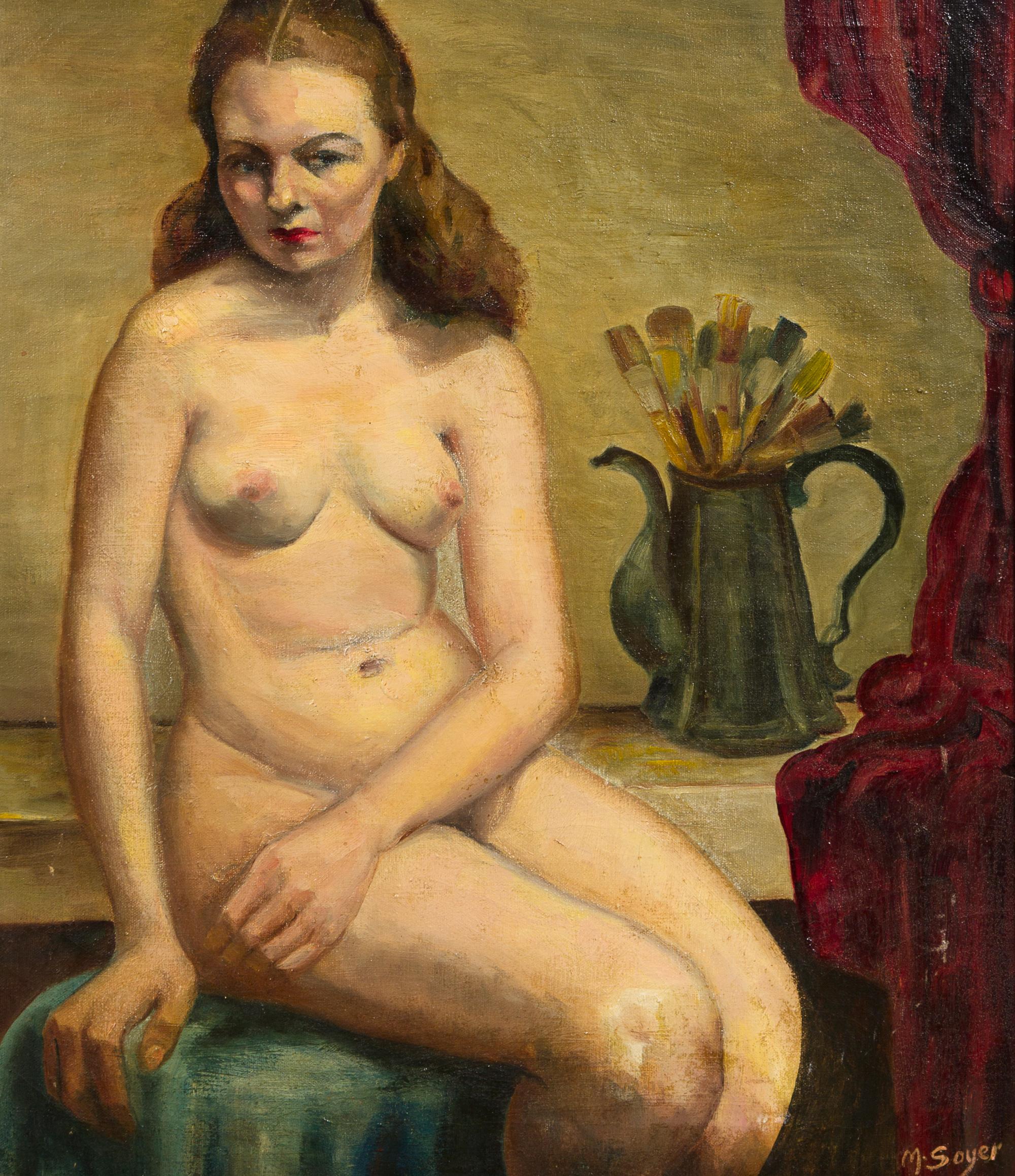 Moses Soyer, (Russian-American, 1899-1974), Seated Female Nude