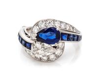 A Platinum, Diamond and Sapphire Ring, 6.50 dwts.