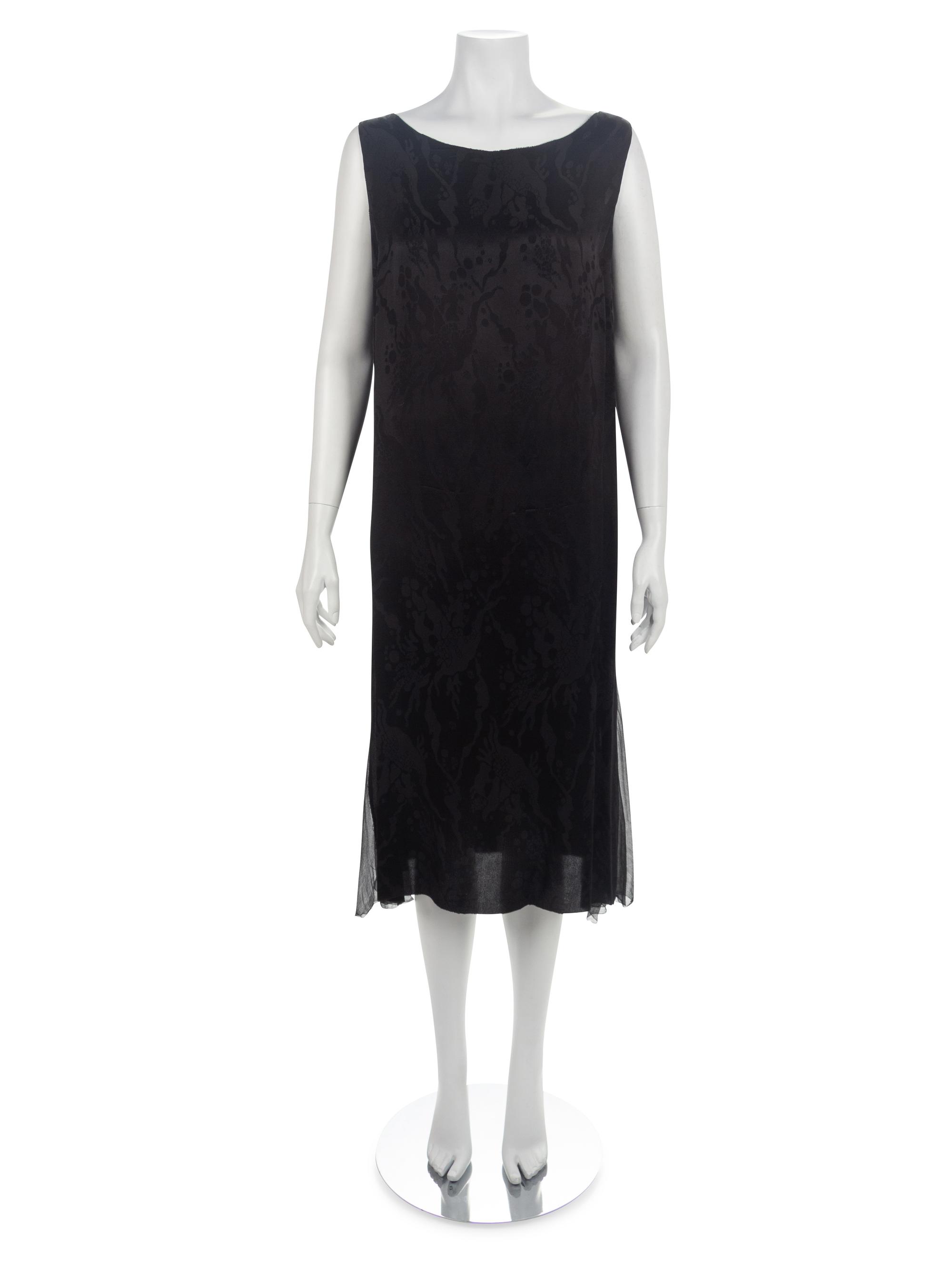 Black Silk Jacquard Flapper Dress, 1920s