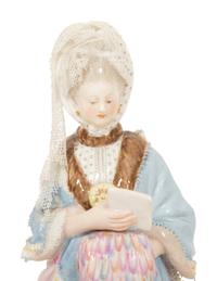 Three Meissen Porcelain Figures of Ladies in Lacy Dresses
