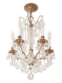A French Gilt Bronze and Cut Glass Five-Light Chandelier