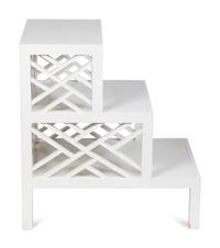A Pair of Regency Style White Painted Stepped End Tables