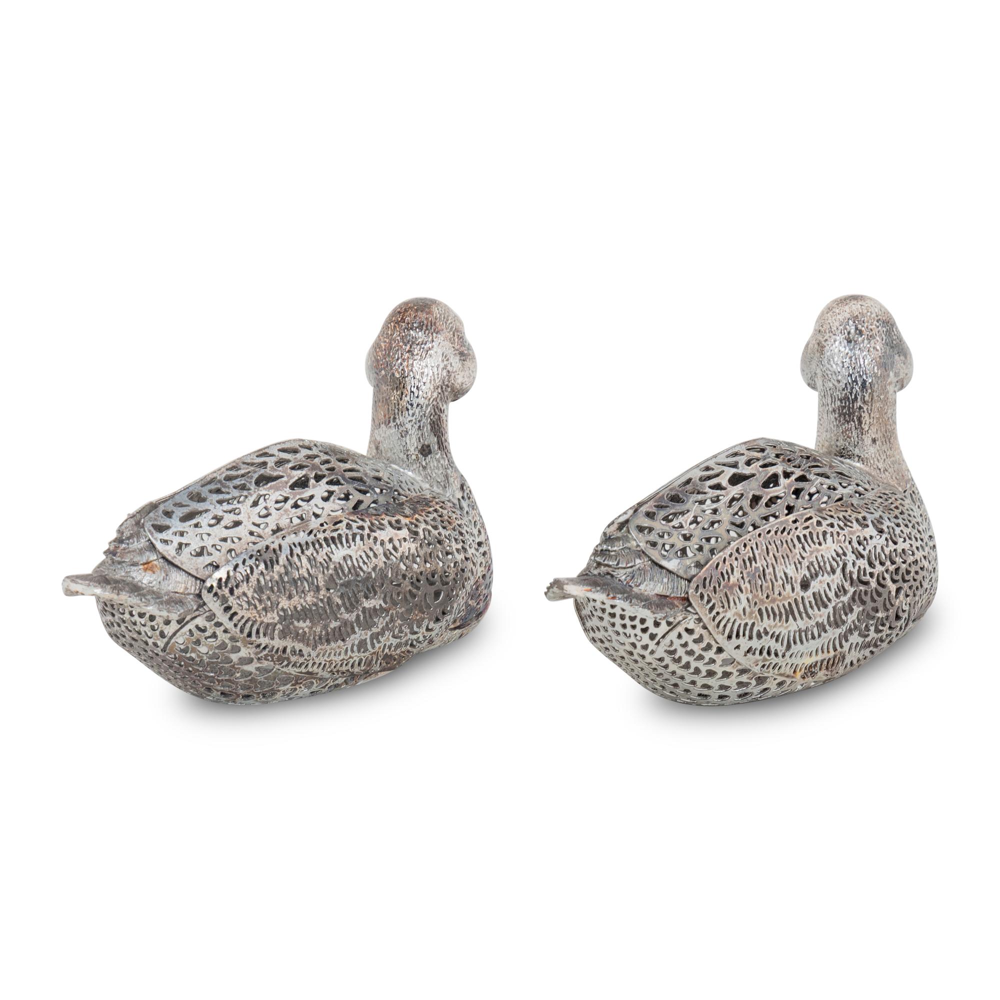 A Pair of Christofle Silver-Plate Duck Figures