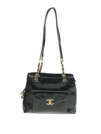 Chanel Black Patent Leather Handbag, 1980s