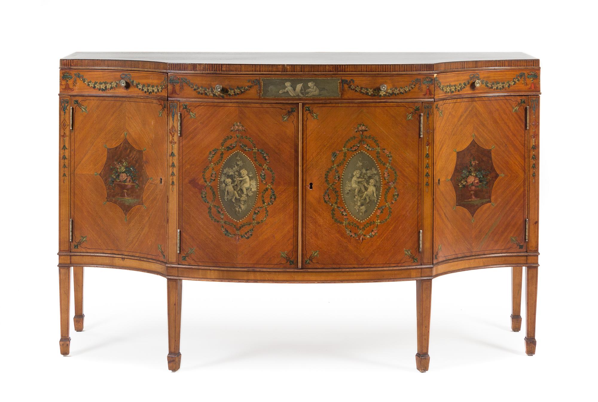 An Edwardian Painted Satinwood Sideboard Height 33 7/8 x width 54 1/2 x depth 20 3/4 inches. — EARLY 20TH CENTURY