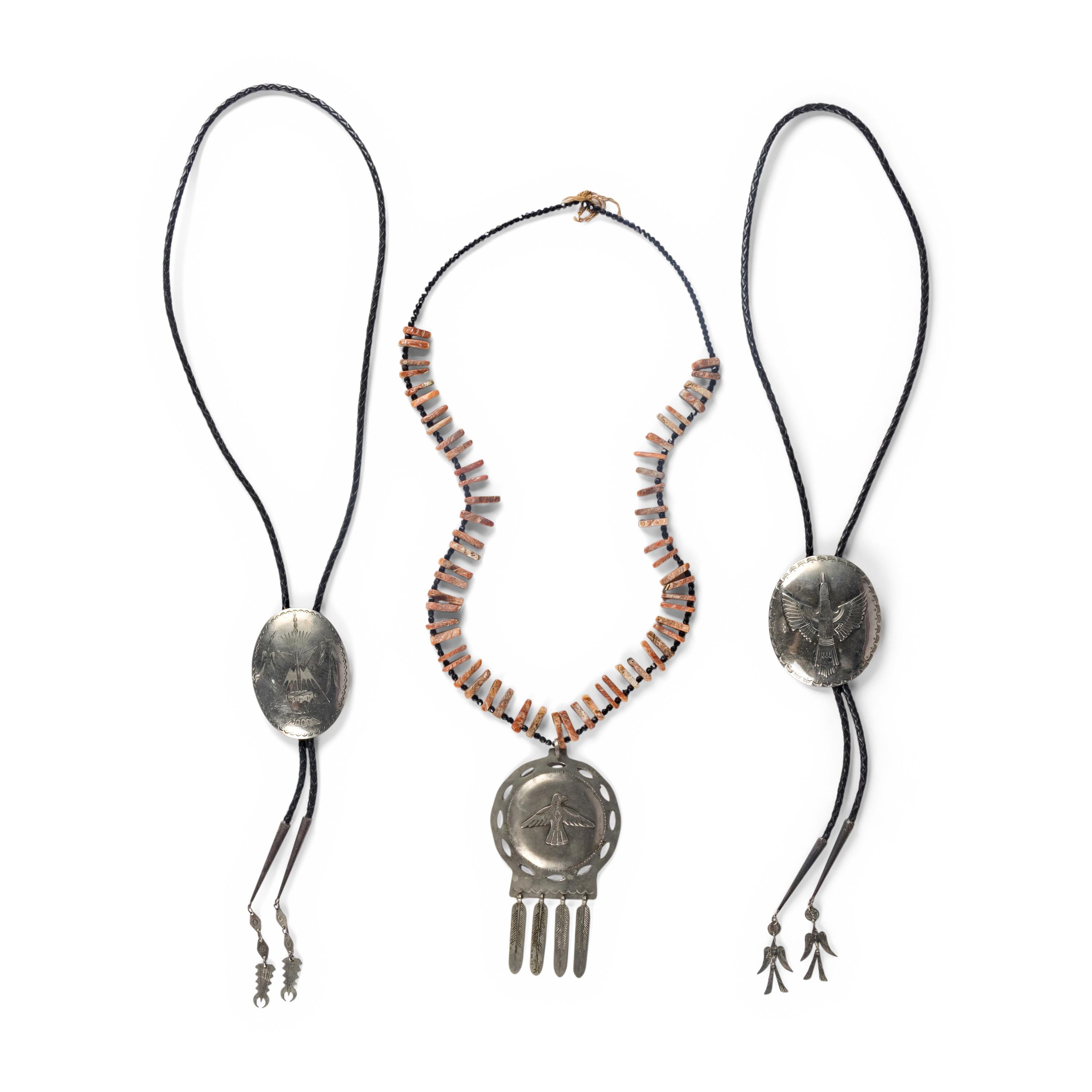 Julius Caesar AND Bruce Caesar (Pawnee, 1910-1982 / b. 1952) — German Silver Bolo Ties