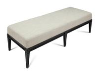 An Ebonized Upholstered Bench with Nailhead Trim
