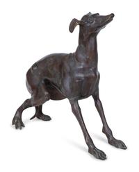 A Cast Metal Model of a Seated Whippet
