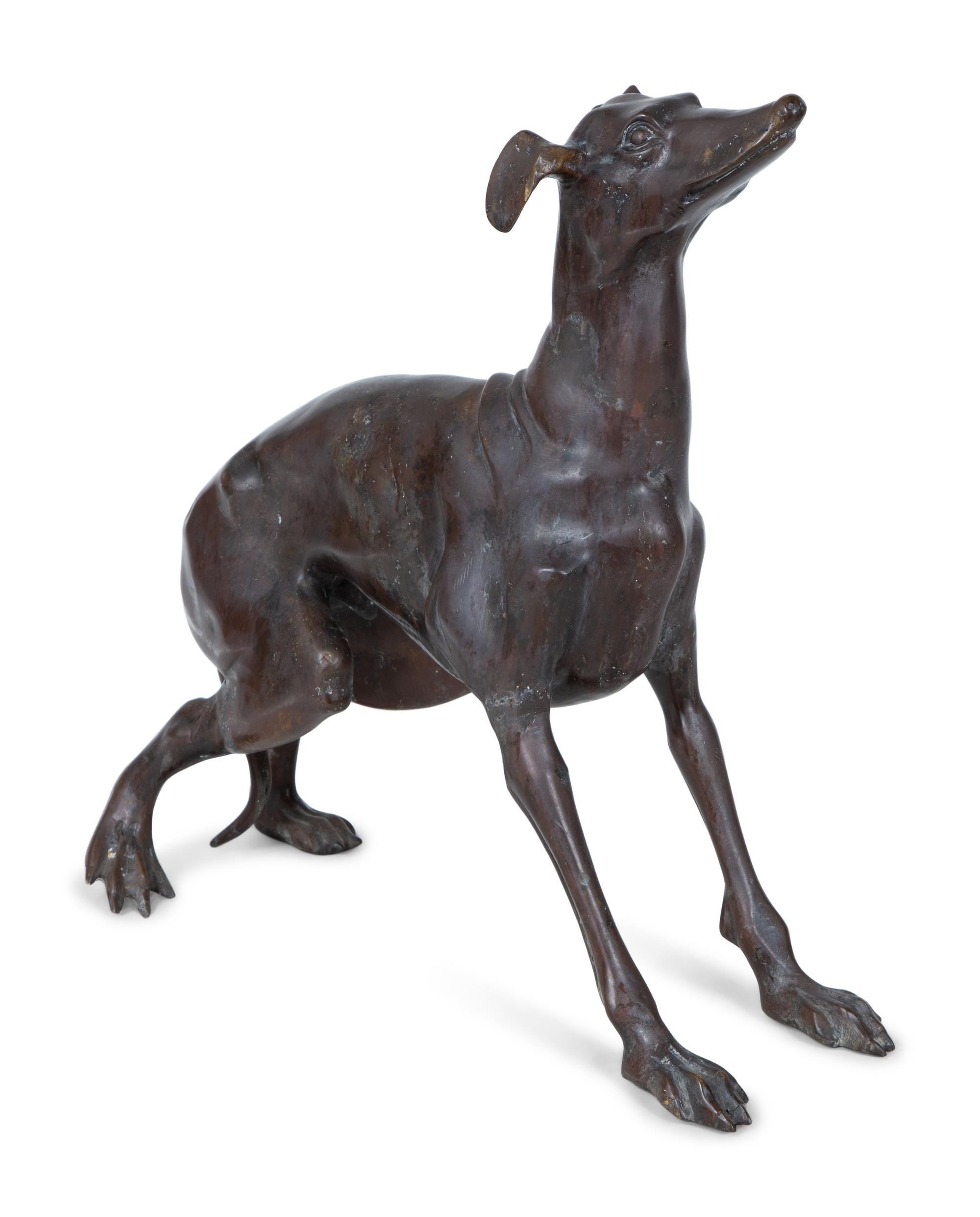 A Cast Metal Model of a Seated Whippet