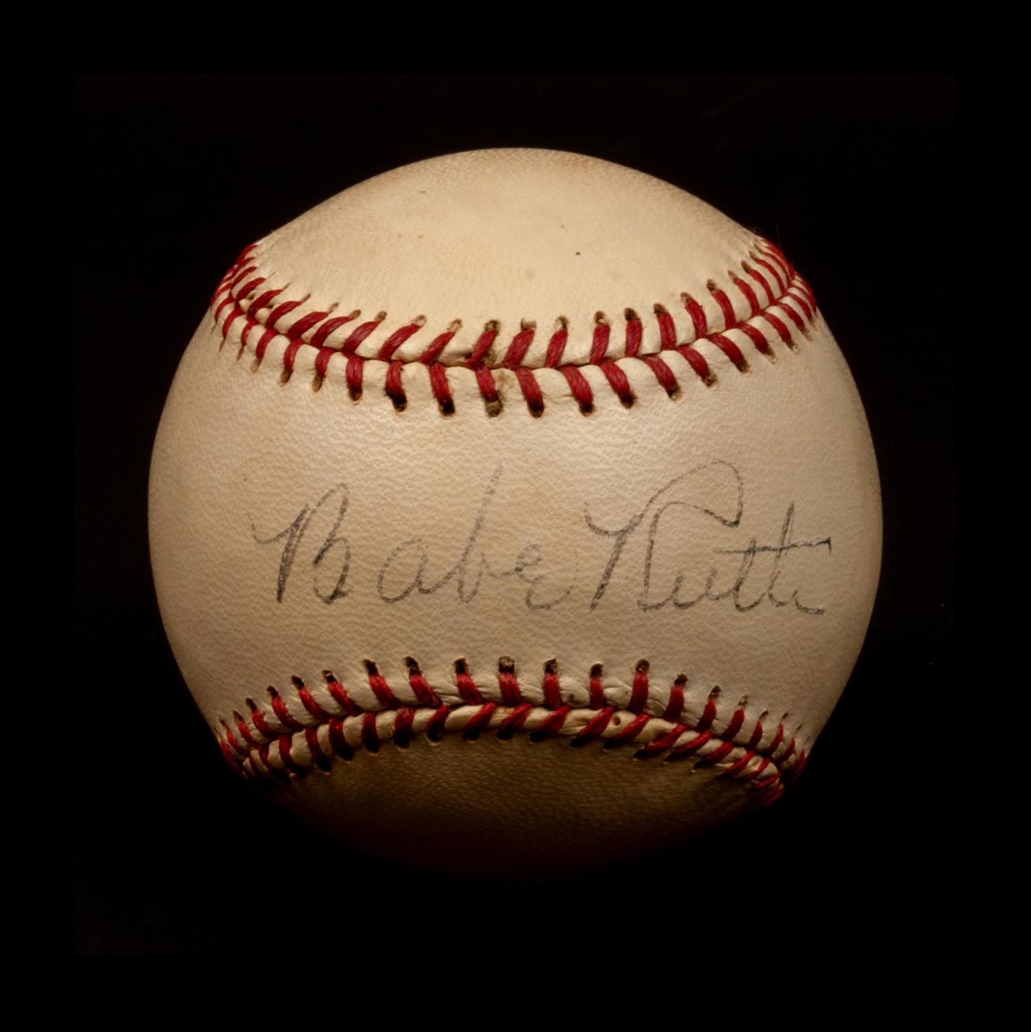 A Babe Ruth Single Signed Baseball (Beckett Authentication Services Encapsulated),