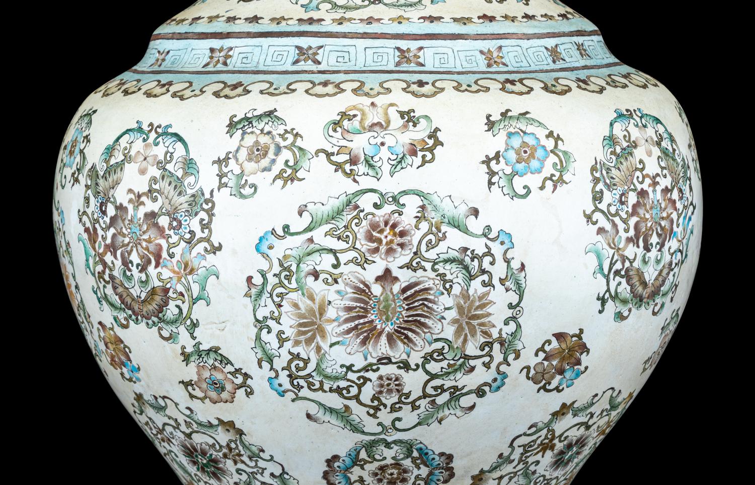 A Painted Enamel on Bronze Covered Jar