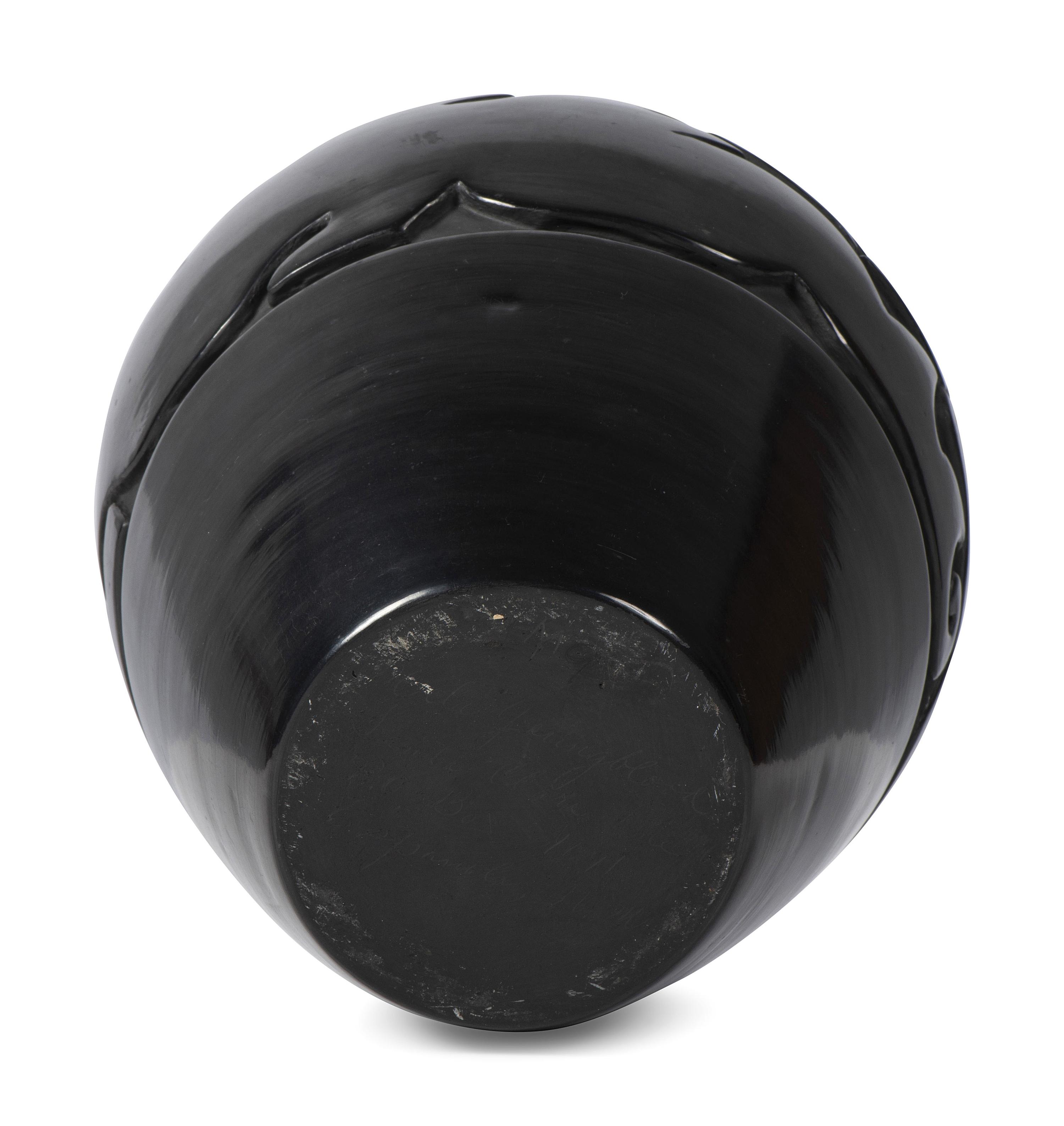 Carved Blackware Pottery Jar, with Avanyu