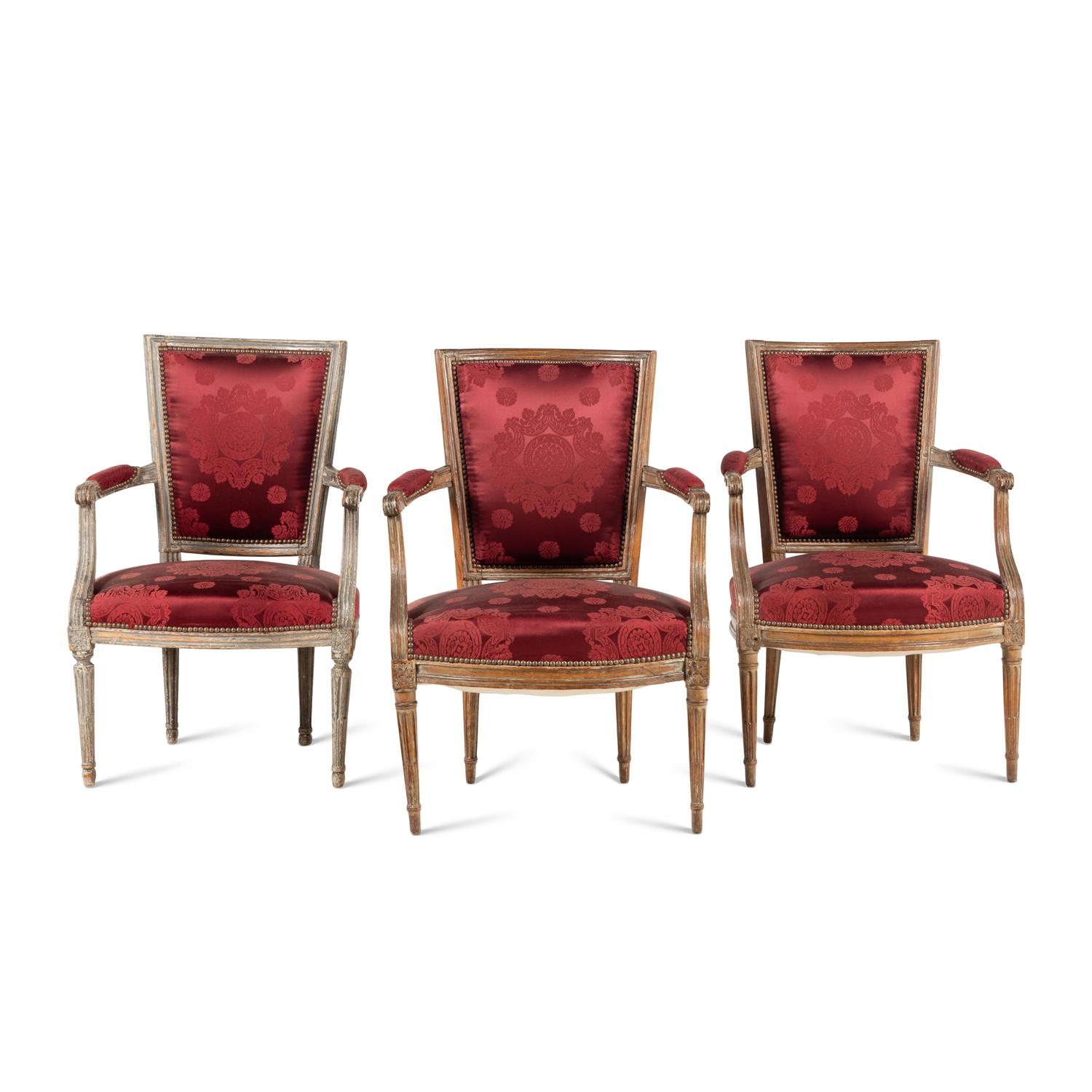 A Matched Set of Three Louis XVI Fauteuils