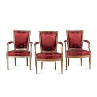 A Matched Set of Three Louis XVI Fauteuils