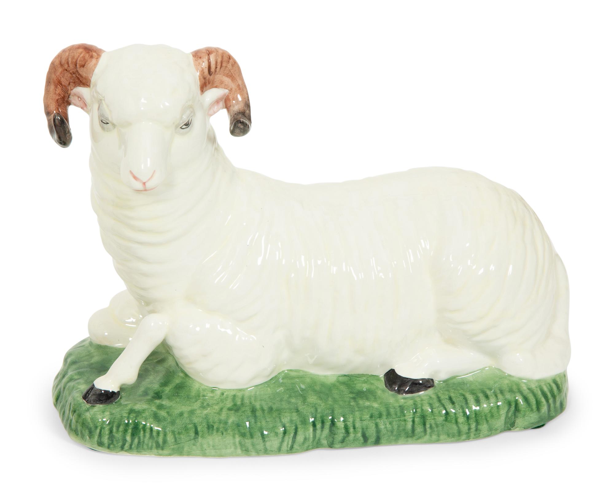 Three Ceramic Turtle-form Boxes and a Pair of Glazed Ceramic Sheep