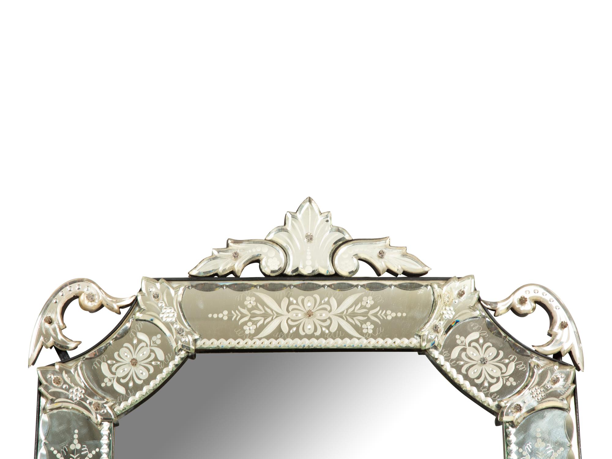 A Venetian Style Etched Glass Pier Mirror