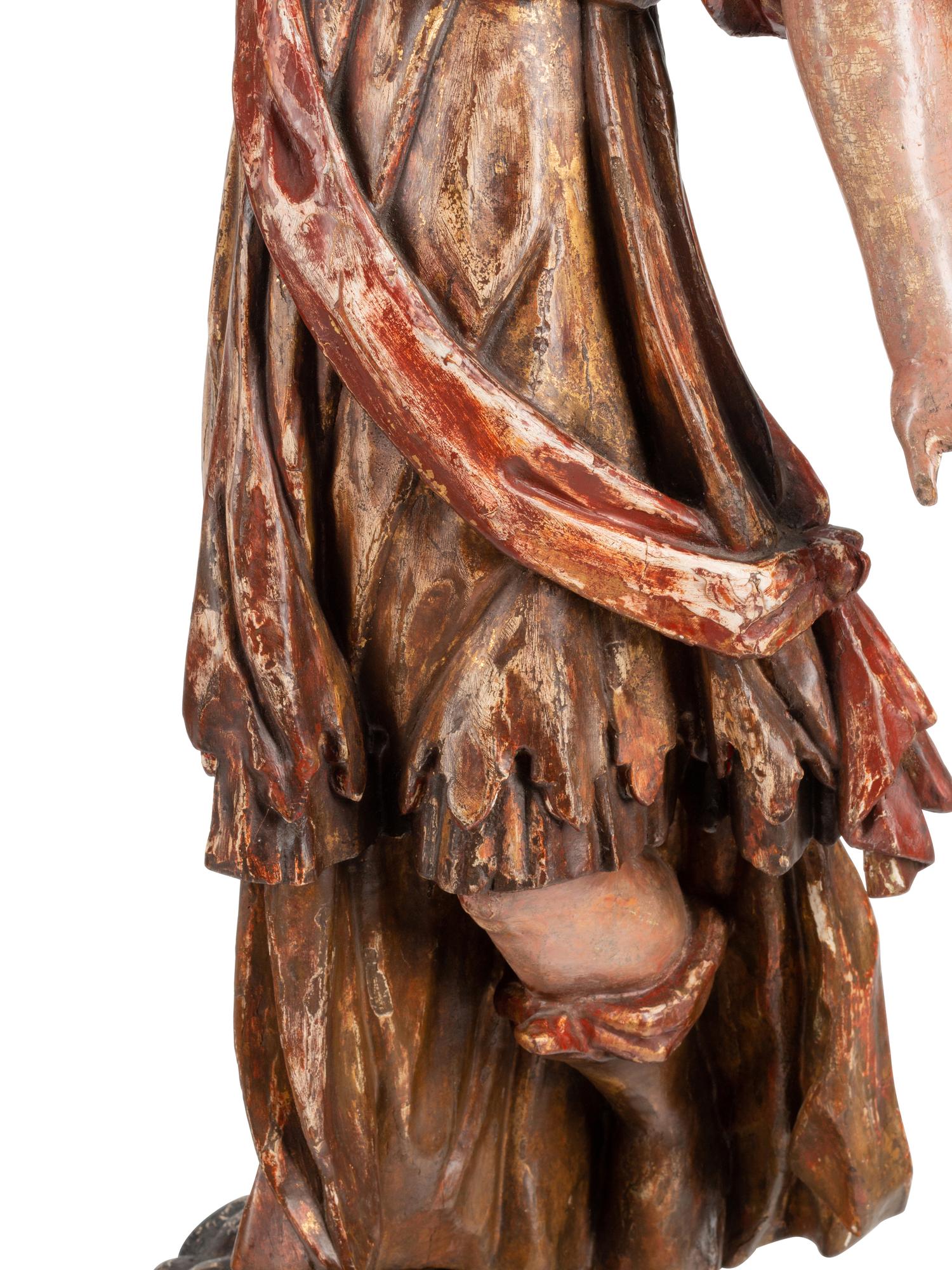 A Pair of Large Continental Painted Figures of Saints