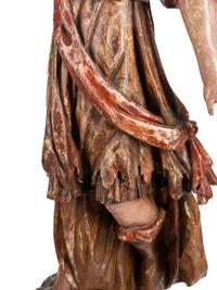 A Pair of Large Continental Painted Figures of Saints