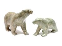 Two Soapstone Polar Bear Carvings