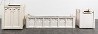A Group of Three Fiberglass Jardinieres Width of largest 44 inches.
