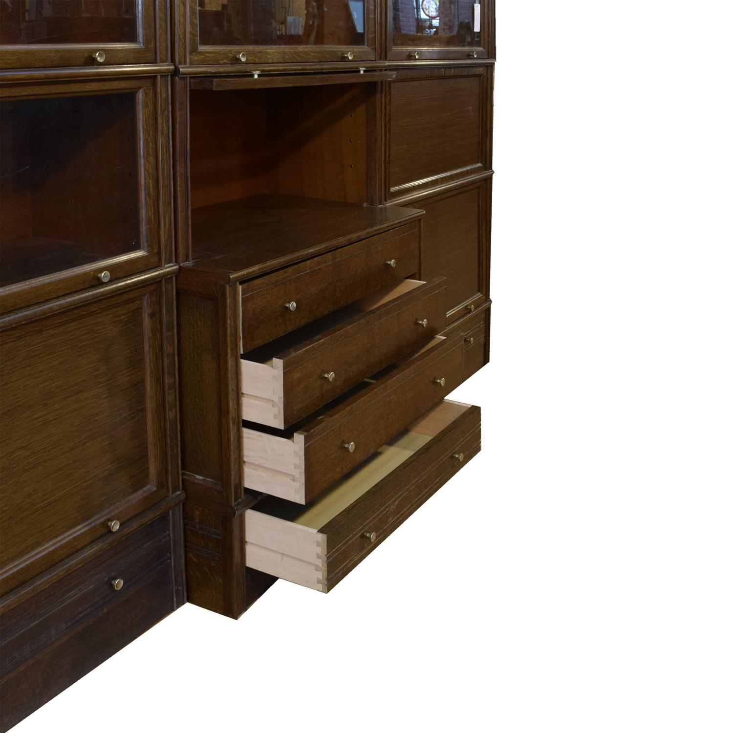 An Oak Multi-Door Filing Cabinet with Desk 109.5" W x 19" D x 91" H — France, Mid-20th Century