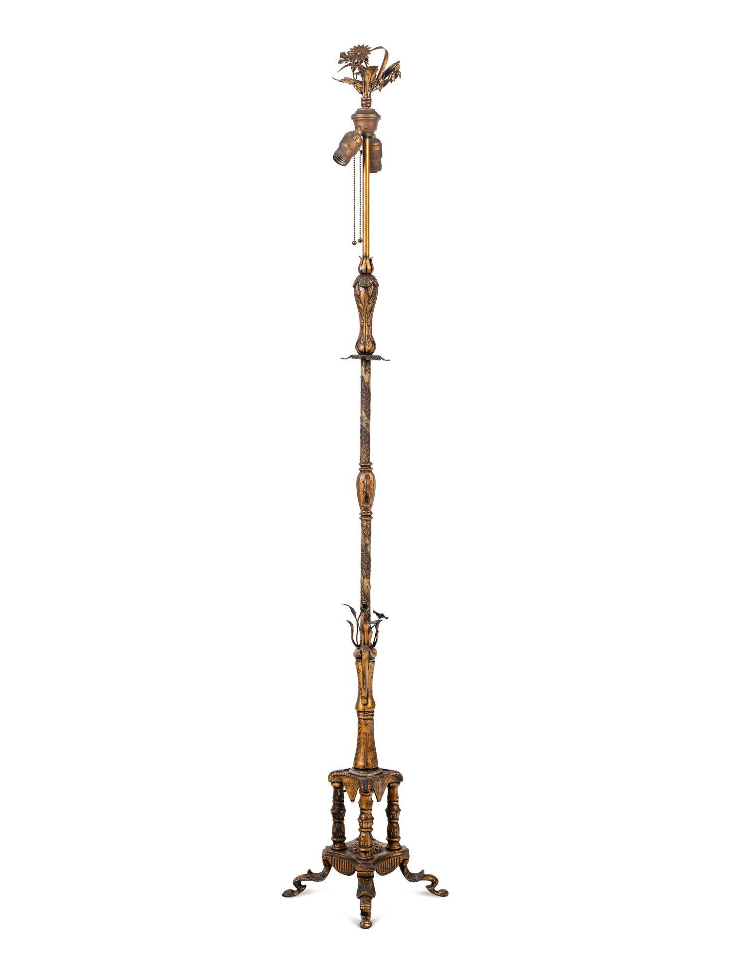 A Gilt Metal Floor Lamp