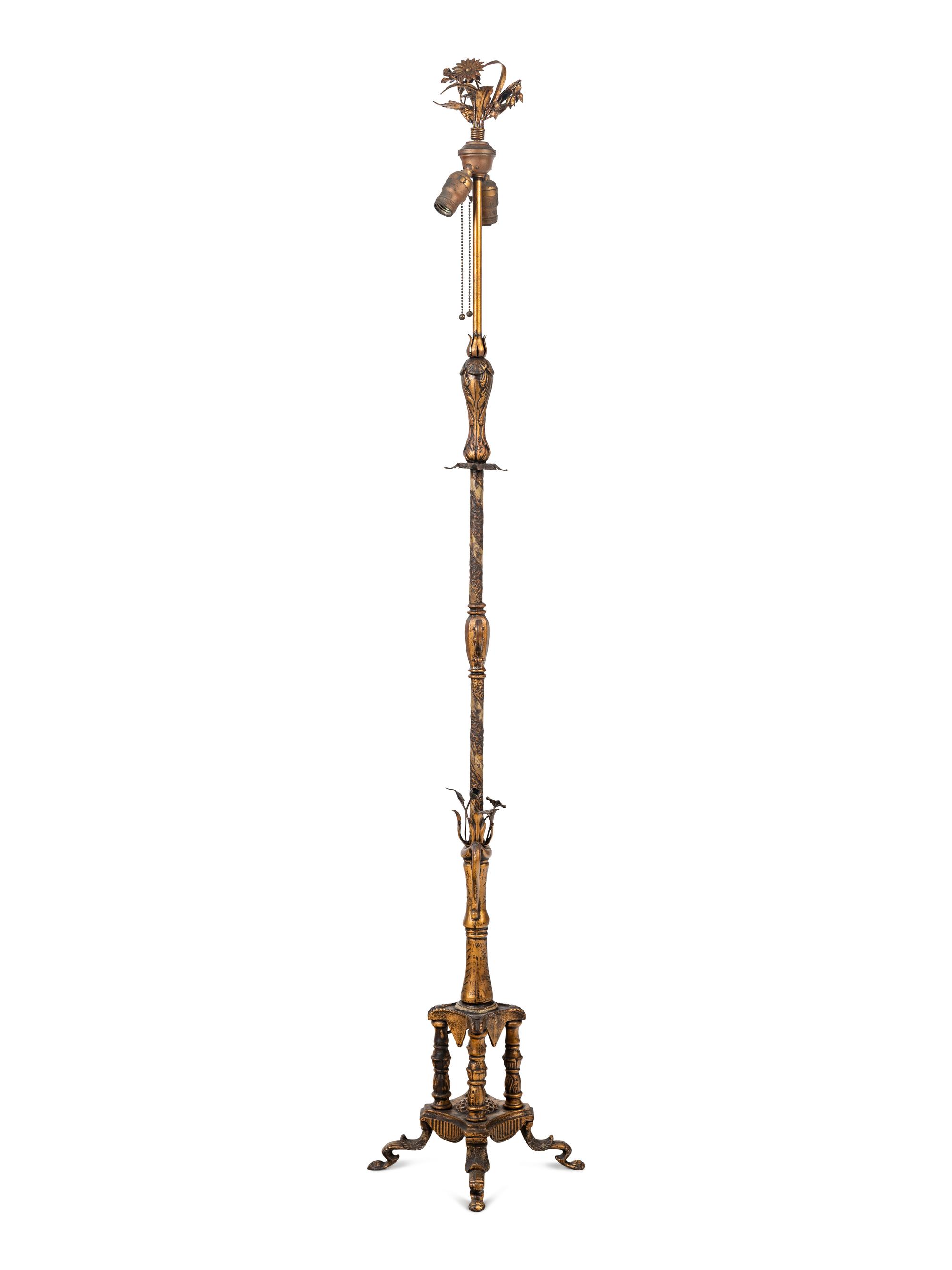 A Gilt Metal Floor Lamp