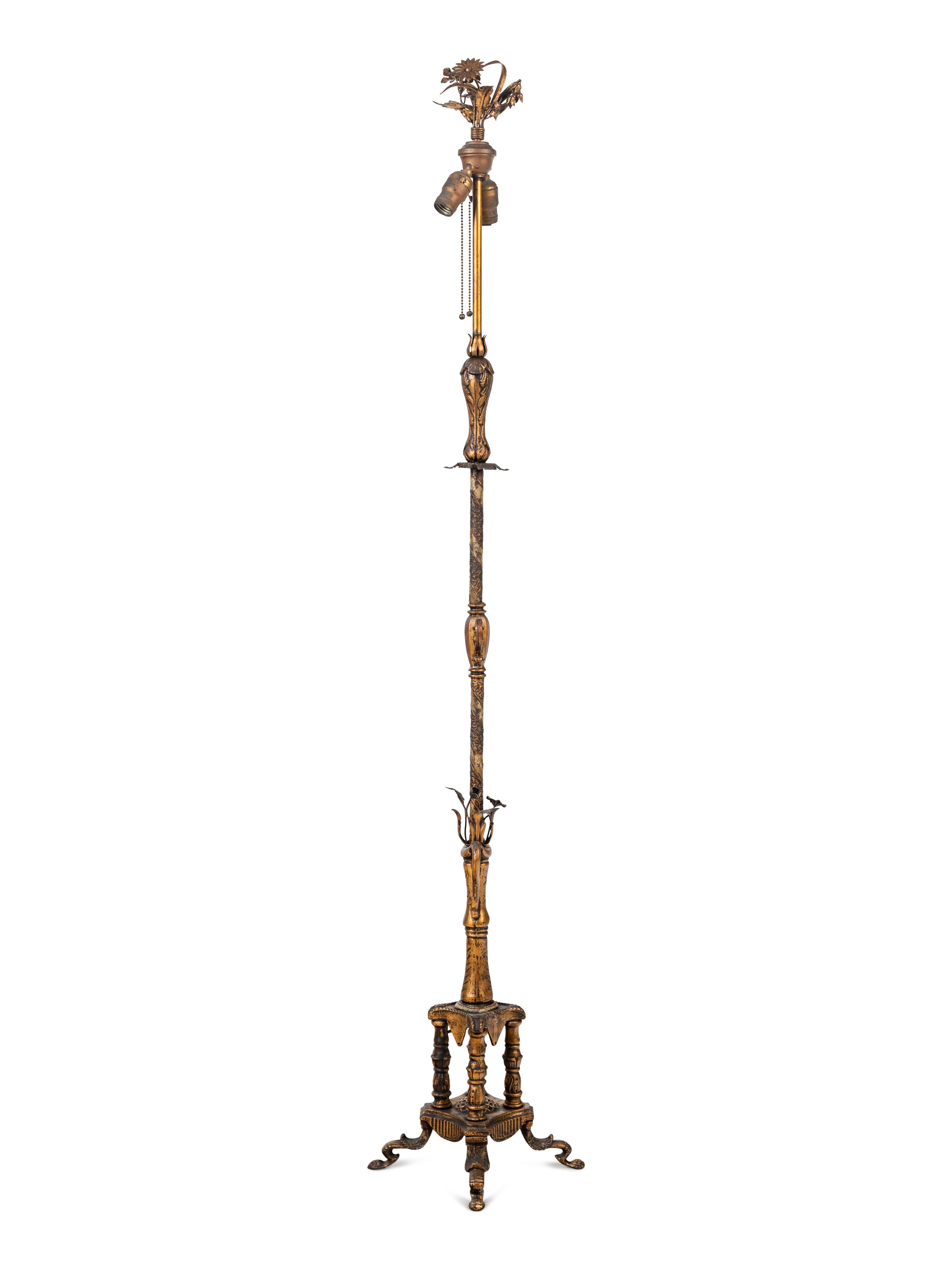 A Gilt Metal Floor Lamp